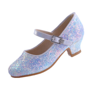 EIGHT KM Girls High Heel Dress Shoes Mary Jane Princess Wedding Party Pump Shoes EKM7015 Starry Sparkle Glitter Blue