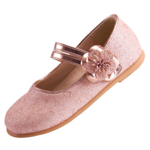 EIGHT KM Toddler Girls Dress Shoes Mary Jane Princess Wedding Ballerina Flats Shoes EKM7063 Sparkly Glitter Flower Camellia Heart Collection