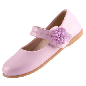 EIGHT KM Toddler Girls Dress Shoes Mary Jane Princess Wedding Ballerina Flats Shoes EKM7063 Camellia Lustrous Microfiber Leather Flower - Camellia Lustrous Collection