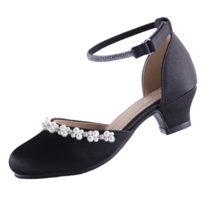 EIGHT KM Girls High Heel Dress Shoes Mary Jane Wedding Party Pumps Princess Shoes EKM7033 Pearl Smooth Shiny Silk Collection